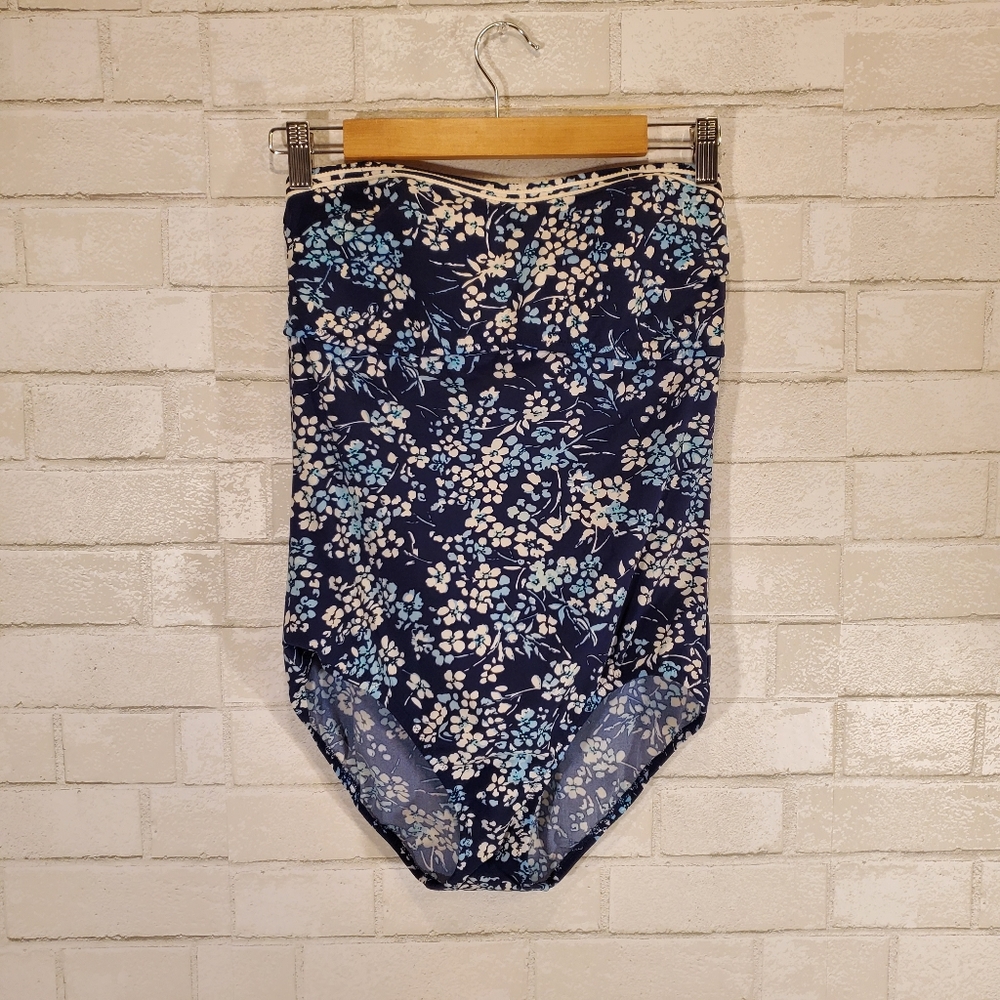 Land's End strapless floral swim-suit